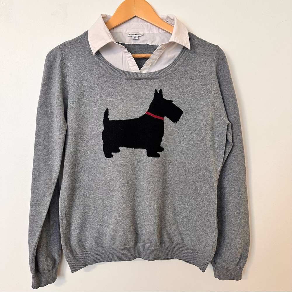 Croft & Barrow Women’s Layered Look Sweater – Scottie Dog Knit – Size M